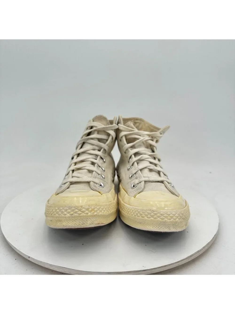 Converse x Comme des Garcons PLAY Women 8 Parchment Canvas High Top Shoes